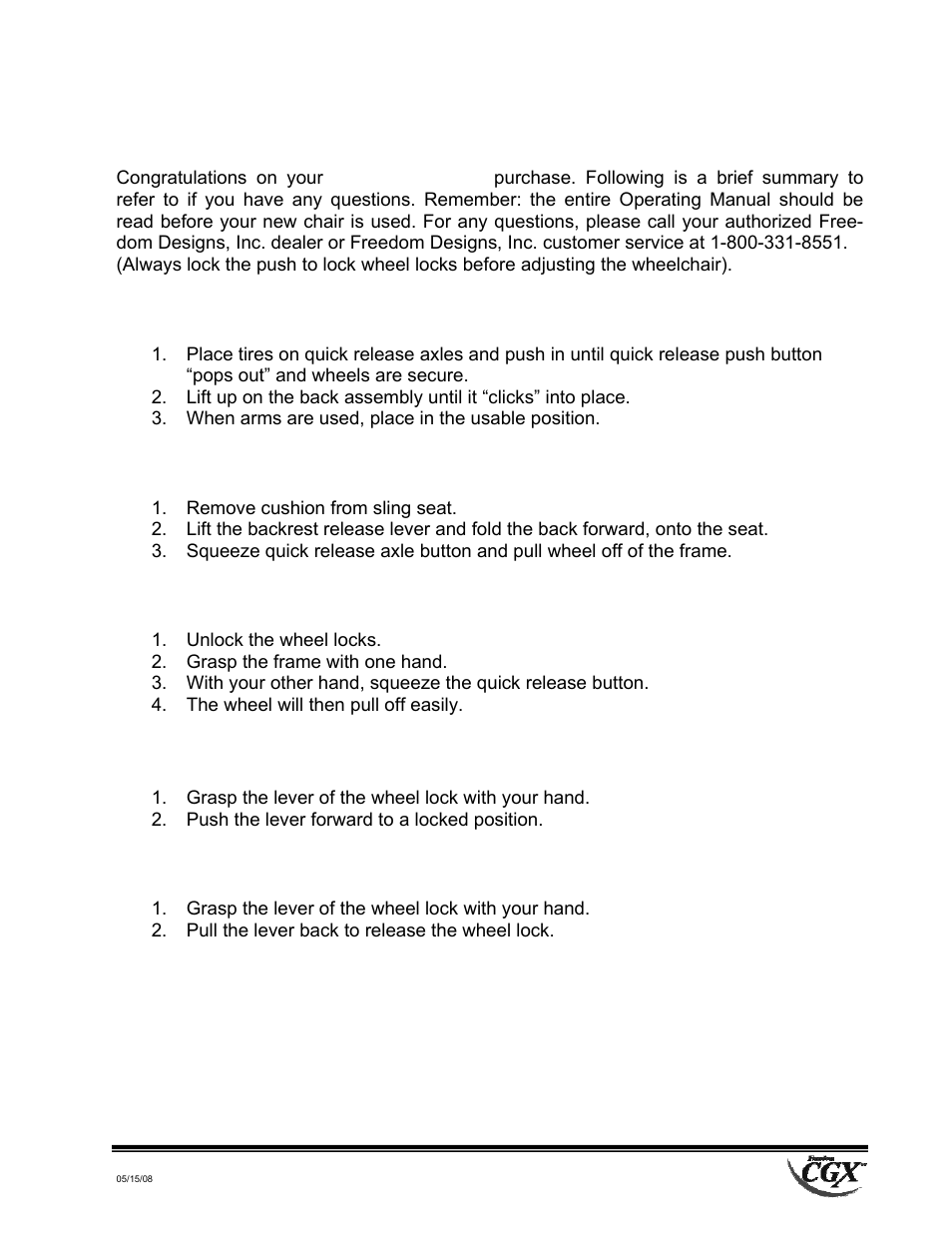 Summary | Freedom Designs Freedom CGX User Manual | Page 33 / 36
