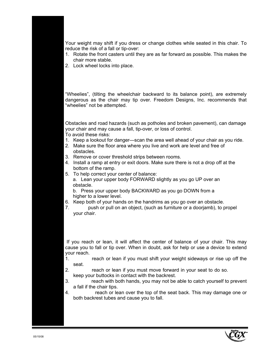 Freedom Designs Freedom CGX User Manual | Page 9 / 36