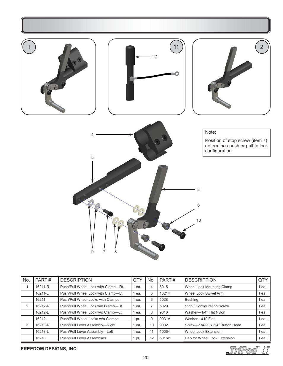 Wheel locks | Freedom Designs TriPod LT User Manual | Page 22 / 32