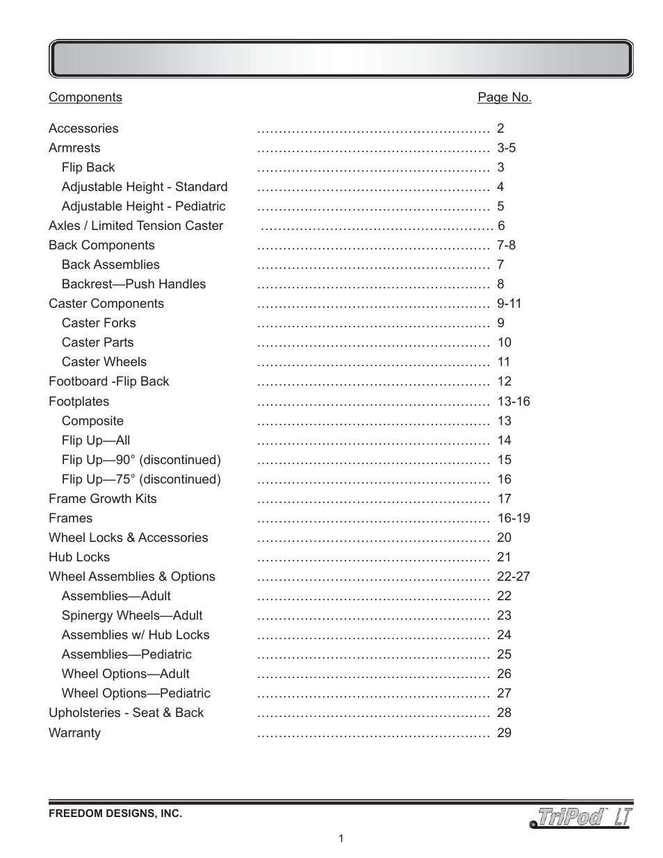 Freedom Designs TriPod LT User Manual | Page 3 / 32