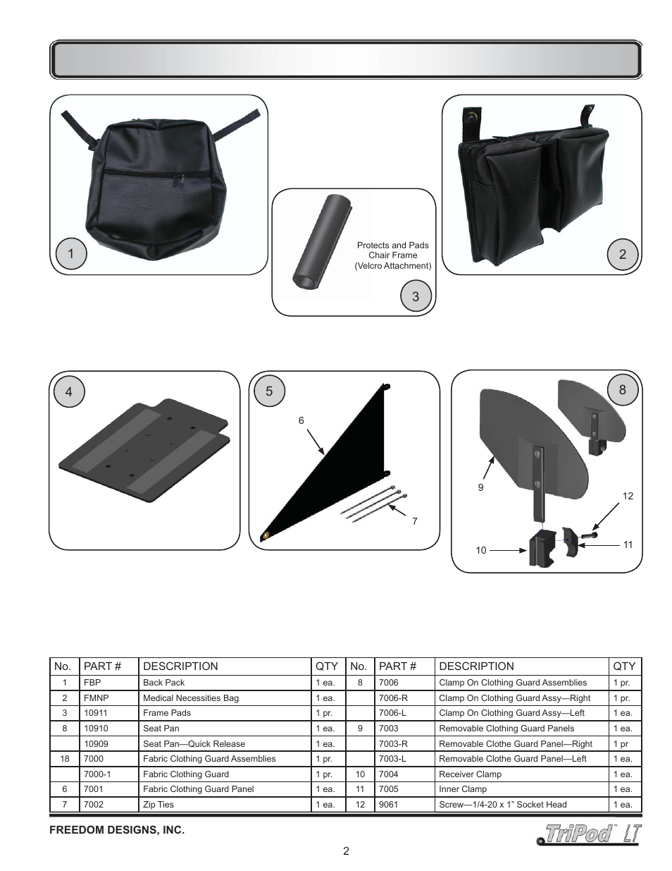 Accessories | Freedom Designs TriPod LT User Manual | Page 4 / 32