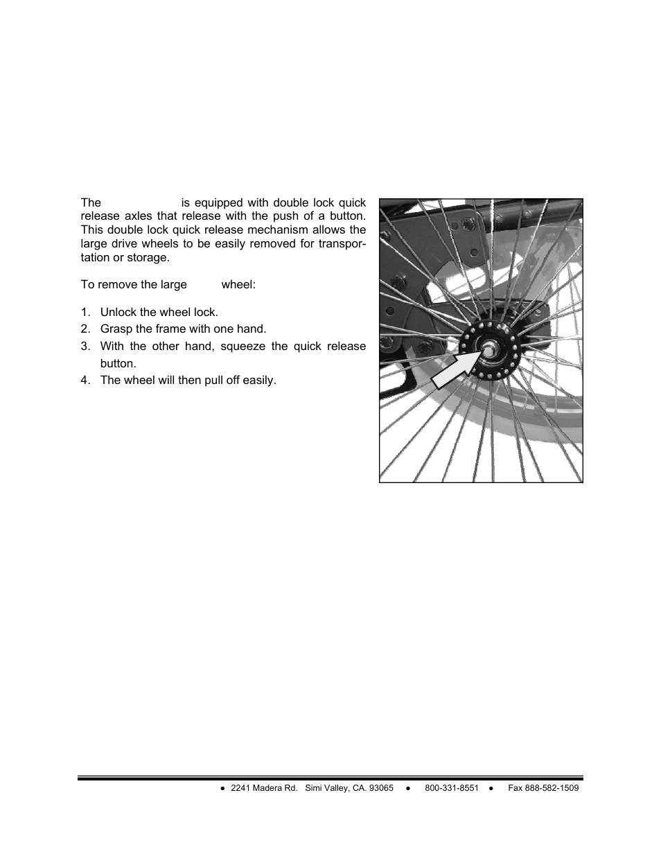 Main frame—quick release axle | Freedom Designs TriPod LT User Manual | Page 26 / 36