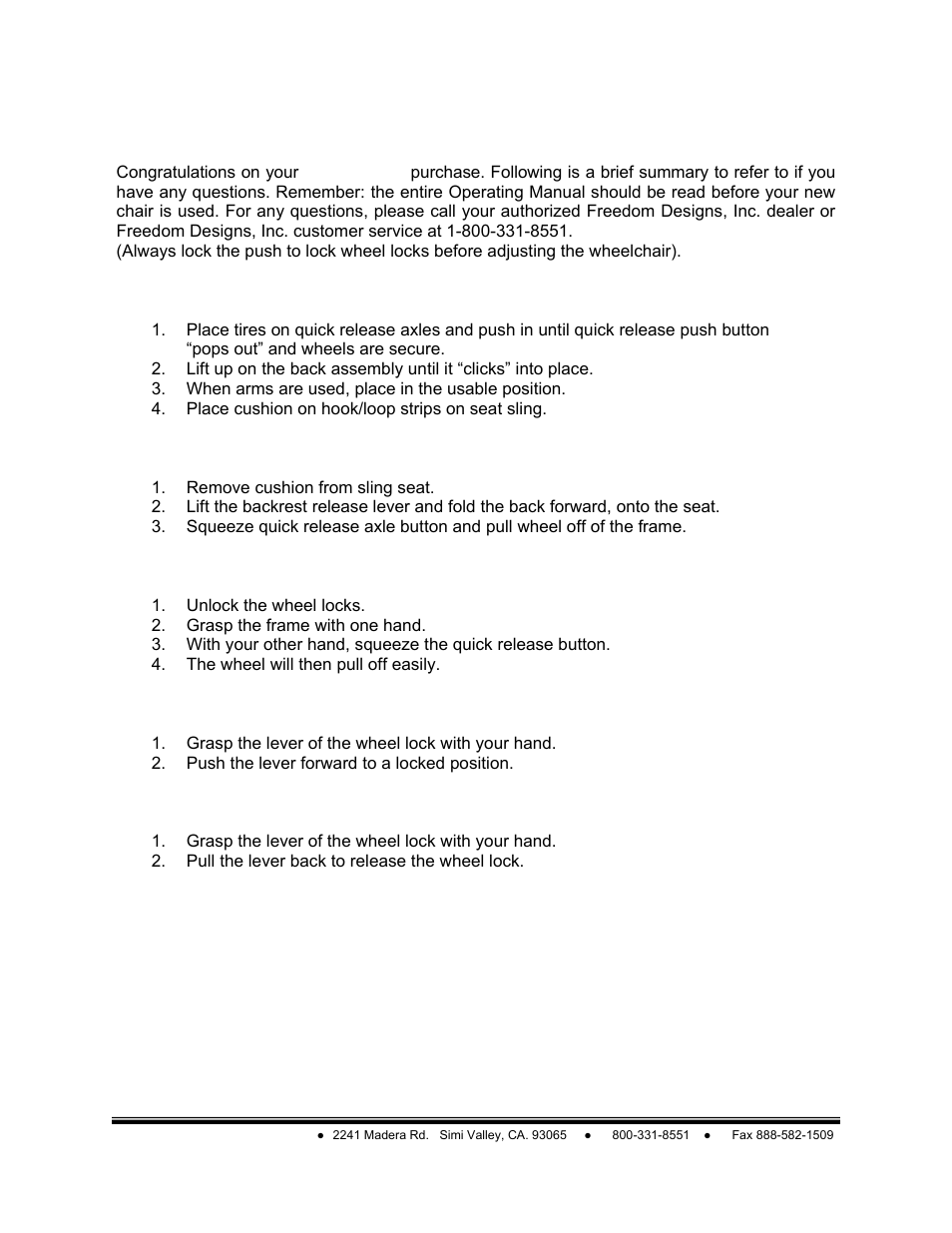 Summary | Freedom Designs TriPod LT User Manual | Page 34 / 36