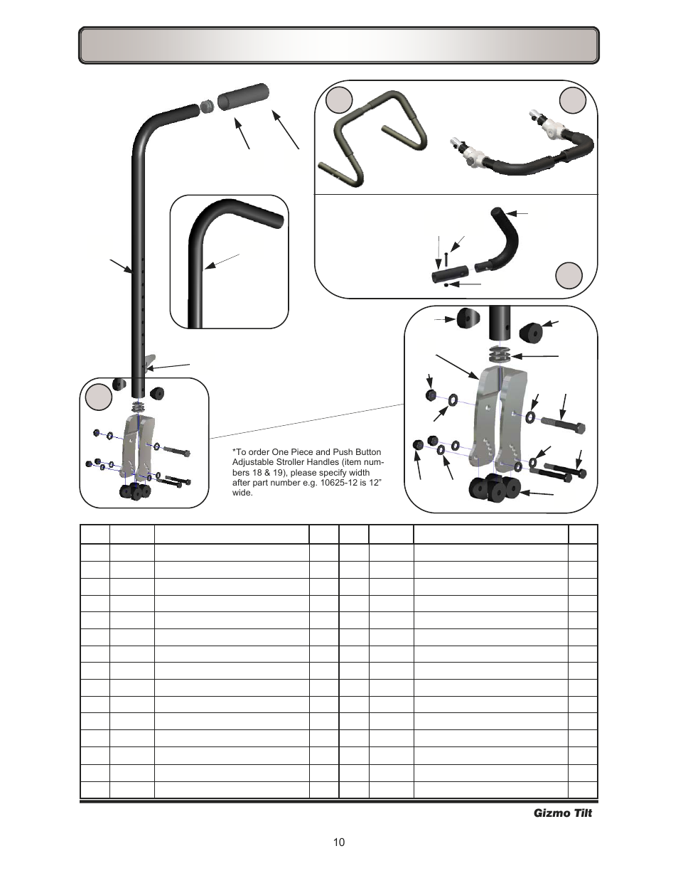 Back canes & stroller handles | Freedom Designs Gizmo Tilt in Space User Manual | Page 12 / 48