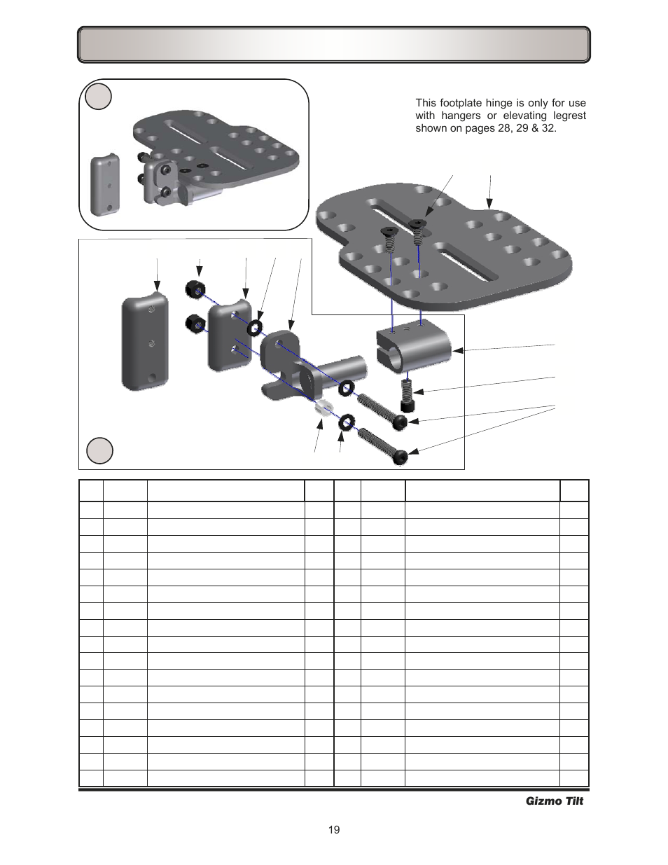 Footrests—flip up footplate | Freedom Designs Gizmo Tilt in Space User Manual | Page 21 / 48