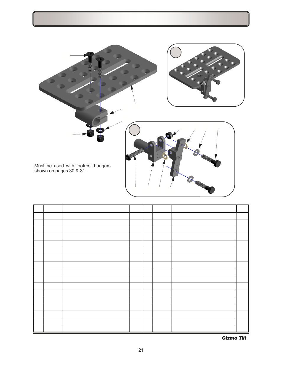 Footrests—75° flip up footplates (discontinued) | Freedom Designs Gizmo Tilt in Space User Manual | Page 23 / 48