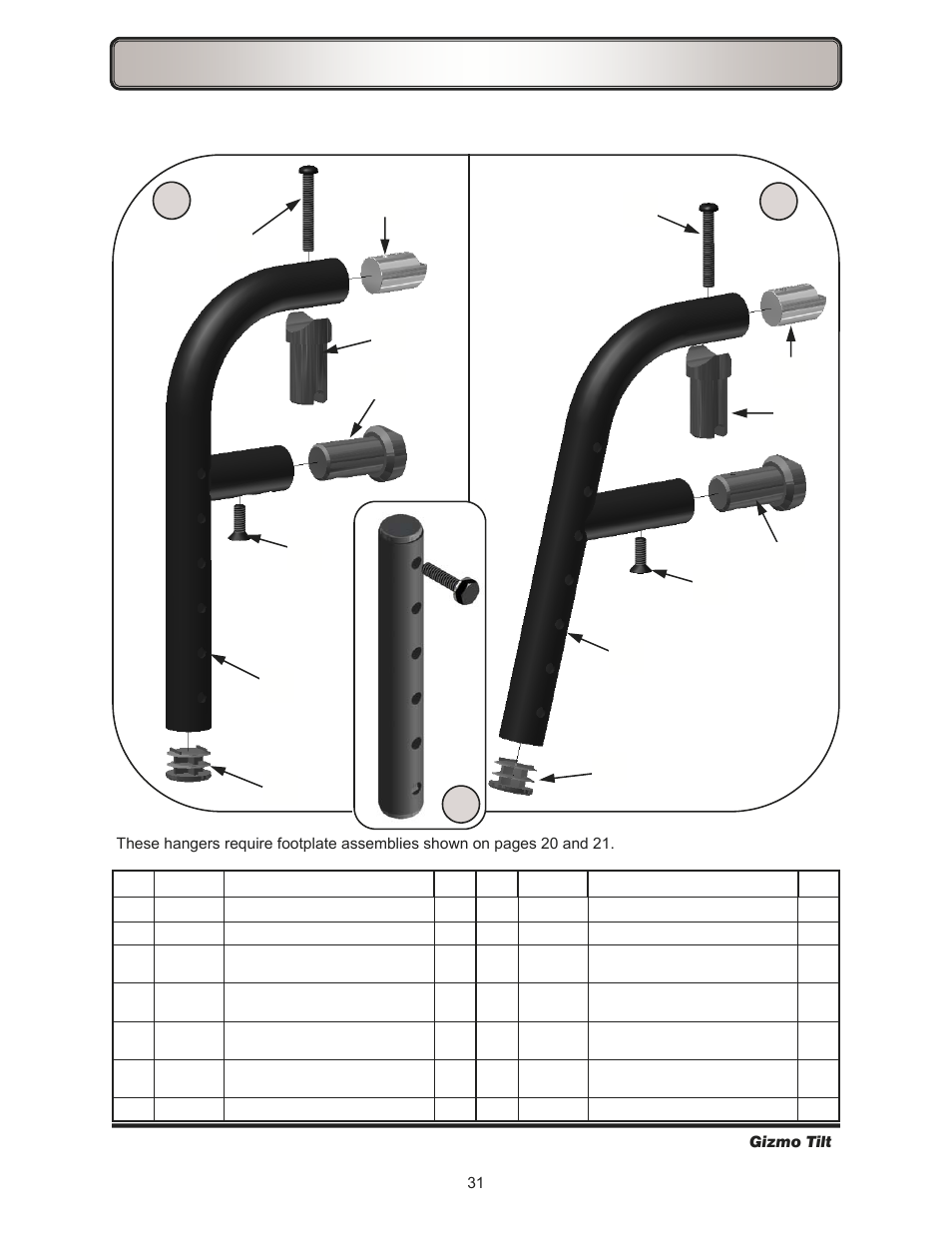 Hangers—pop up (discontinued) | Freedom Designs Gizmo Tilt in Space User Manual | Page 33 / 48