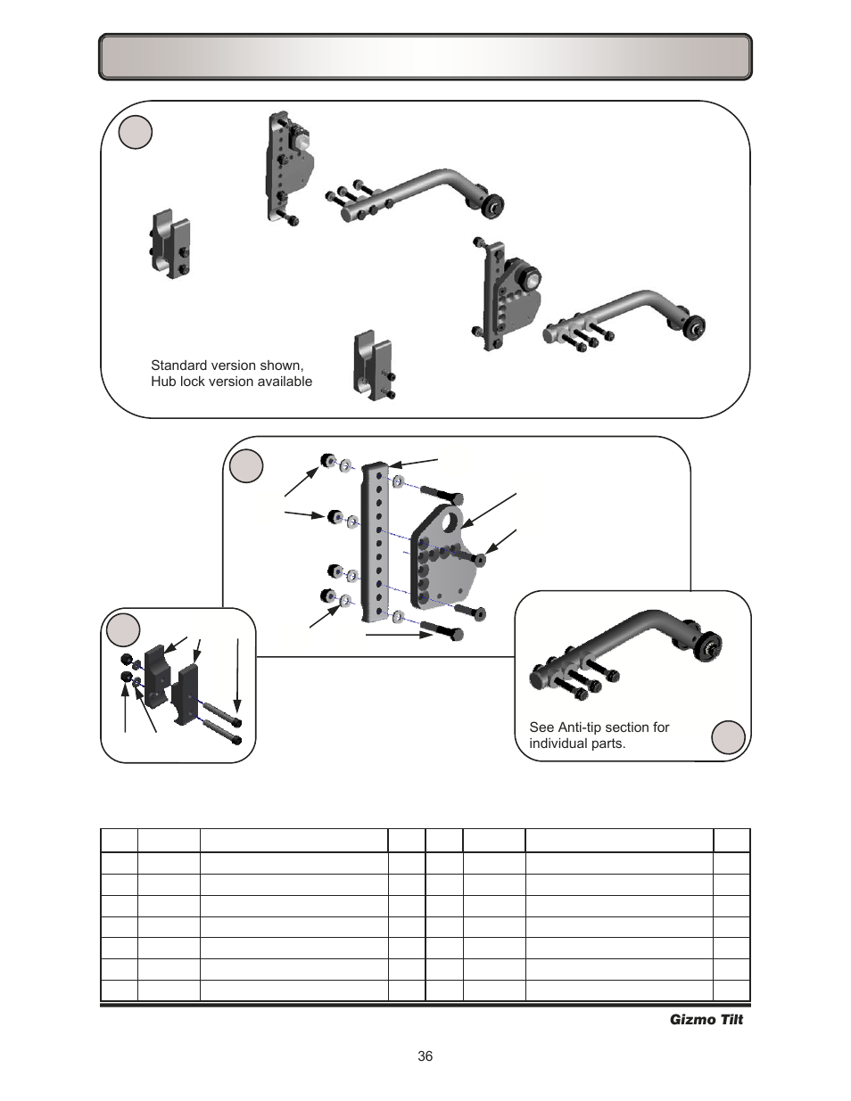 Reverse configuration—rear wheel to front wheel | Freedom Designs Gizmo Tilt in Space User Manual | Page 38 / 48