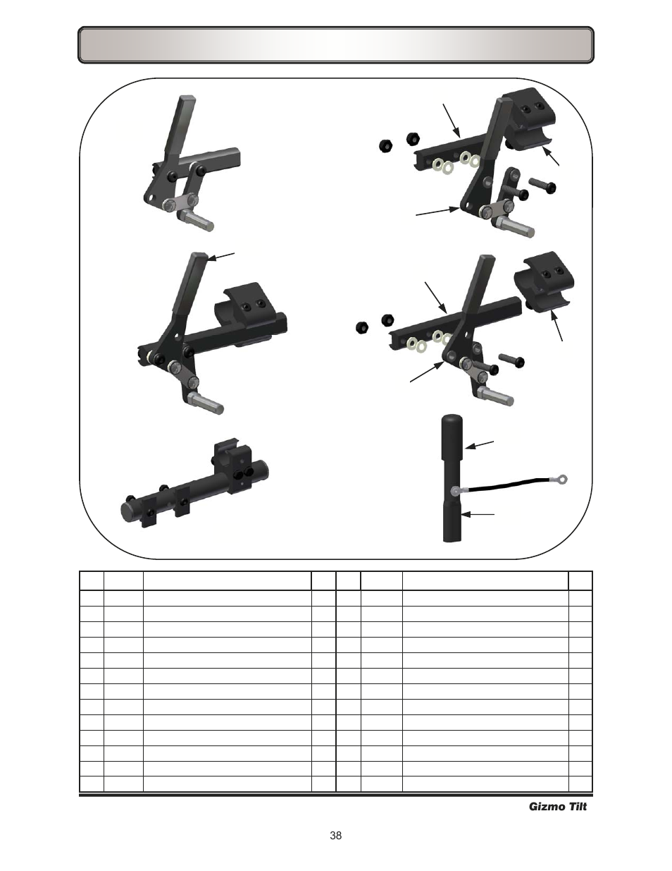 Wheel locks—lever style & accessories, 38 freedom designs, inc. gizmo tilt | Freedom Designs Gizmo Tilt in Space User Manual | Page 40 / 48