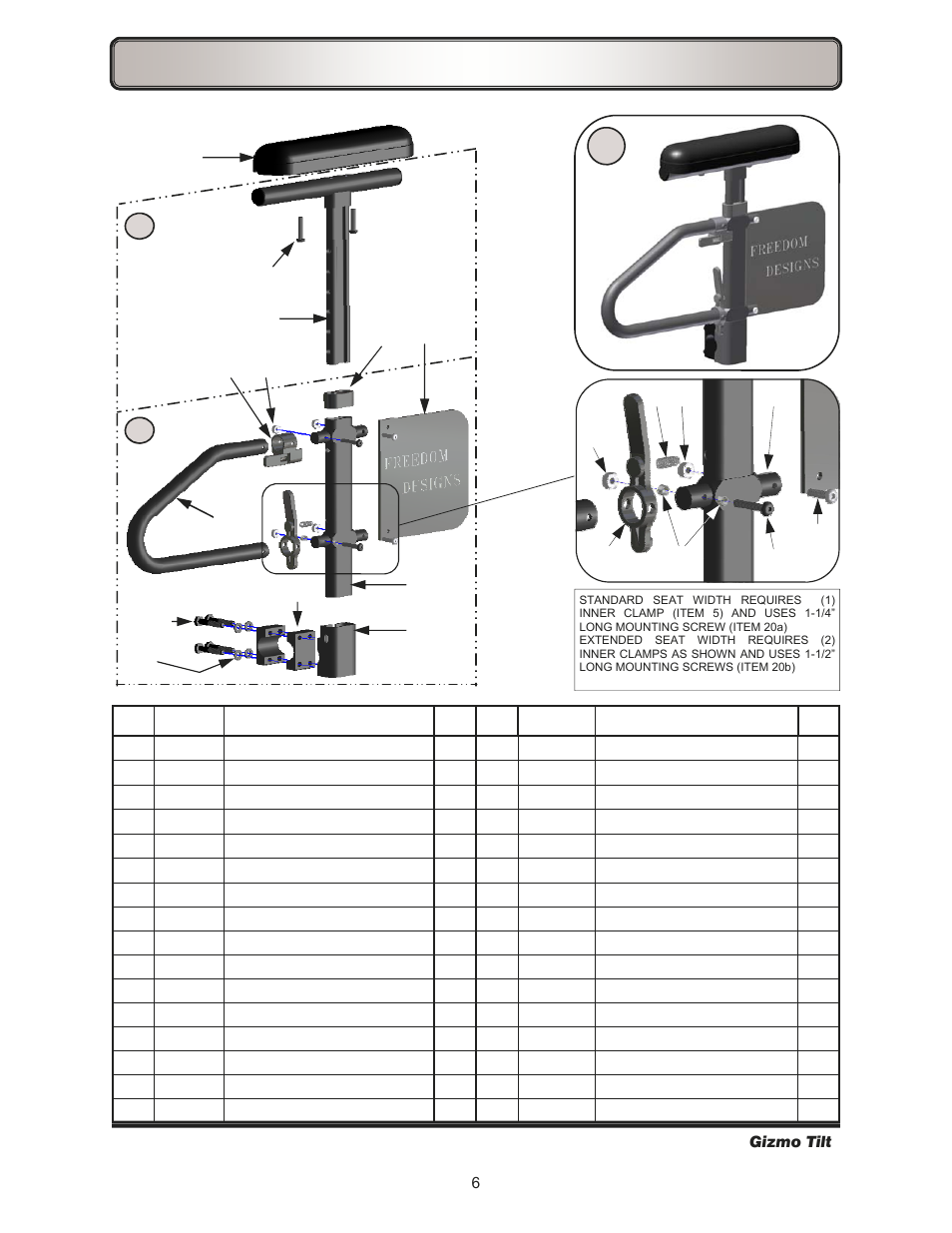 Armrest—adjustable height, standard | Freedom Designs Gizmo Tilt in Space User Manual | Page 8 / 48