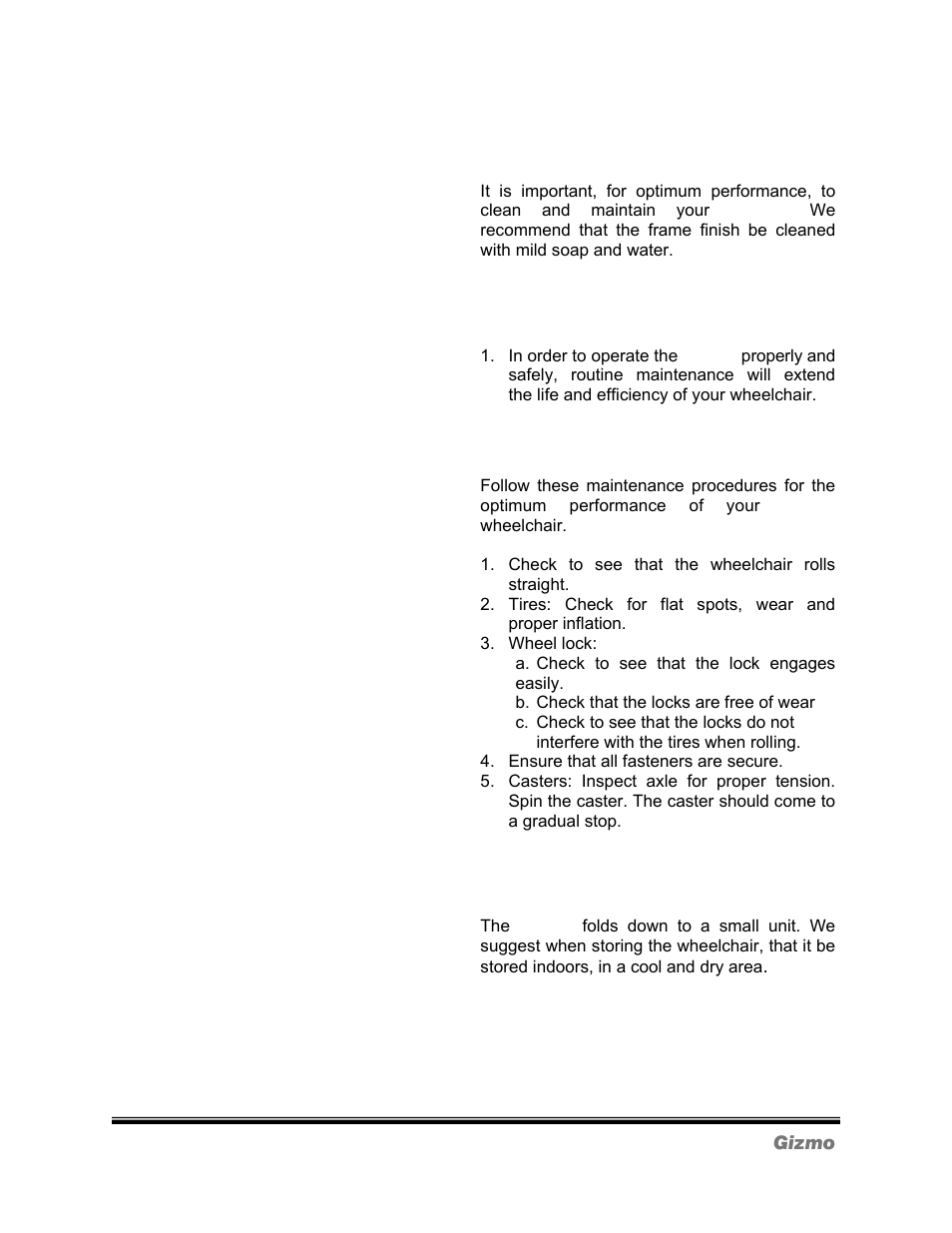 Cleaning, Maintenance, Storage | Freedom Designs Gizmo Tilt in Space User Manual | Page 41 / 44