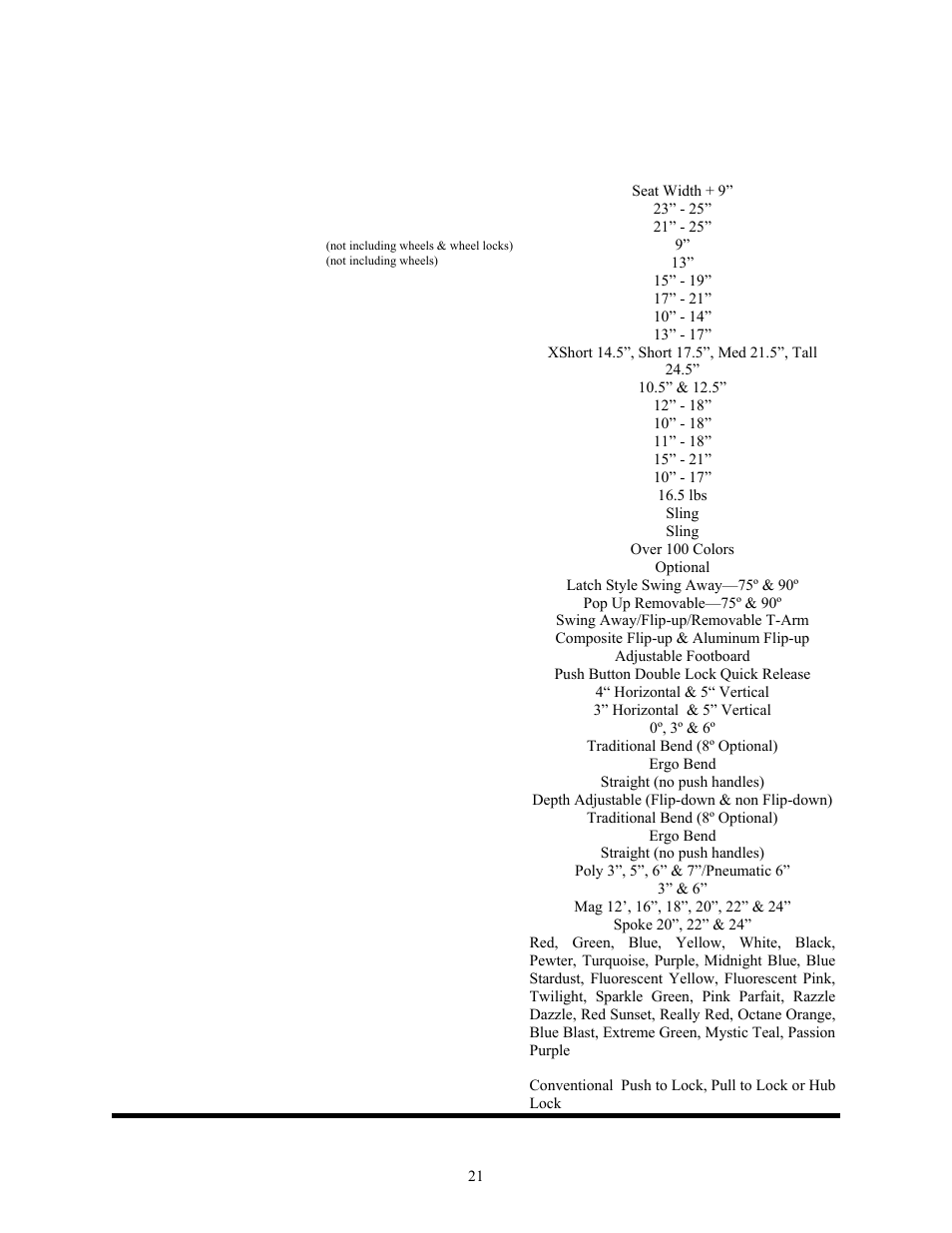 Freedom 2 & freedom 2 kids specifications, Freedom designs, inc, Freedom 2 / freedom 2 kids | Freedom Designs Freedom 2 User Manual | Page 21 / 46