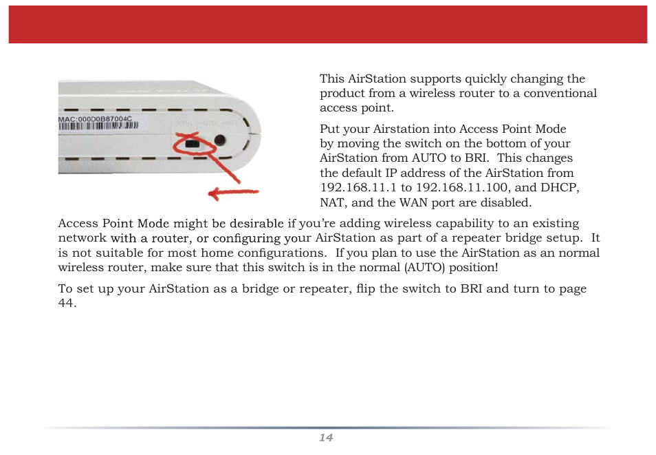 Router/access point mode | Buffalo Technology WZR-G300N User Manual | Page 14 / 89