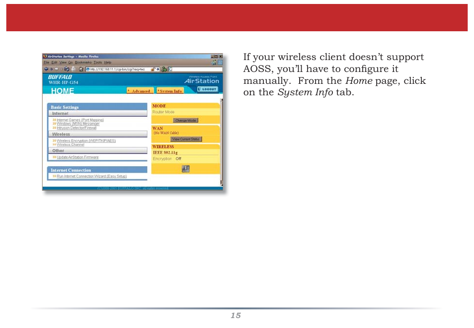 Manual client confi guration | Buffalo Technology WZR-G300N User Manual | Page 15 / 89