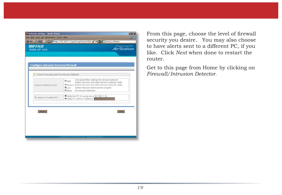 Firewall/intrusion detector | Buffalo Technology WZR-G300N User Manual | Page 19 / 89