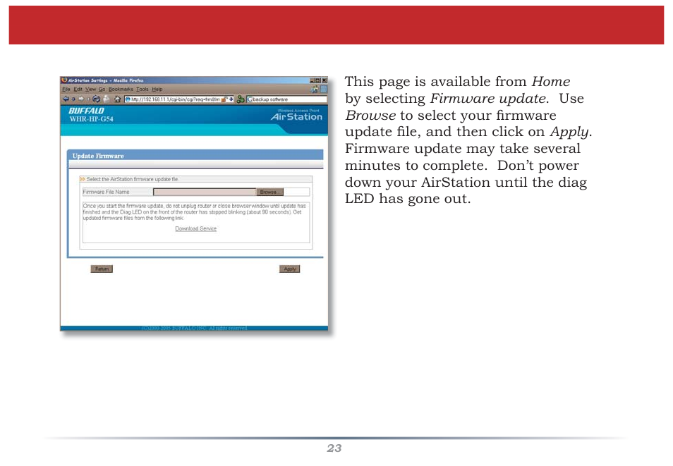 Firmware update | Buffalo Technology WZR-G300N User Manual | Page 23 / 89