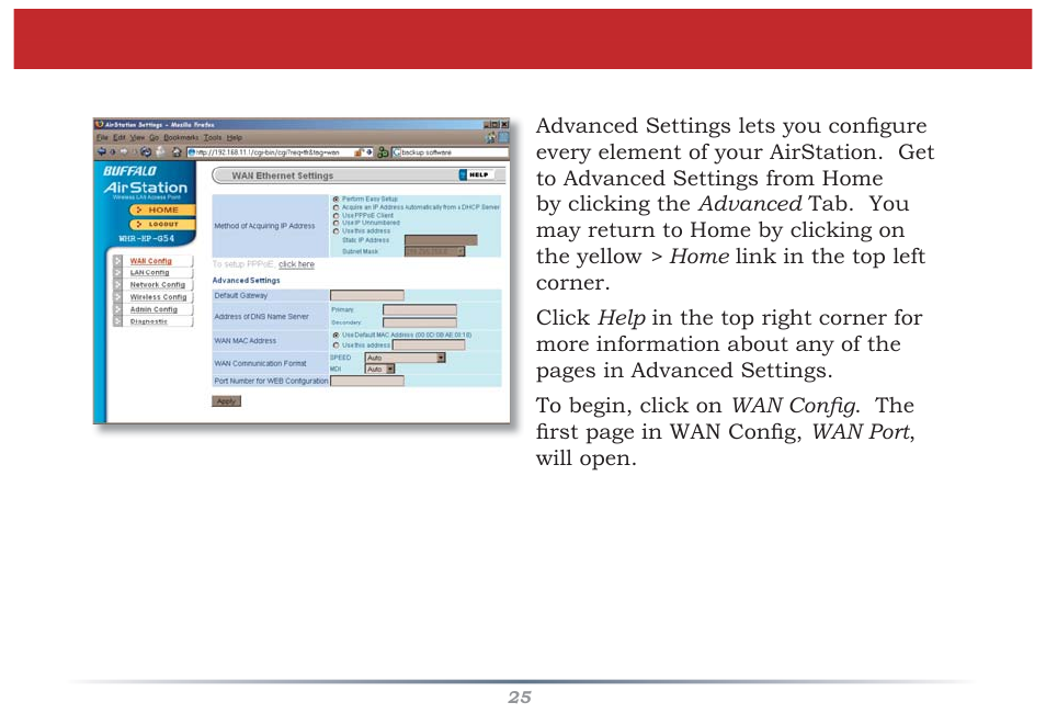 Advanced settings | Buffalo Technology WZR-G300N User Manual | Page 25 / 89