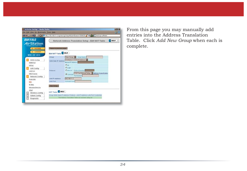 Nat (manual entry) | Buffalo Technology WZR-G300N User Manual | Page 34 / 89