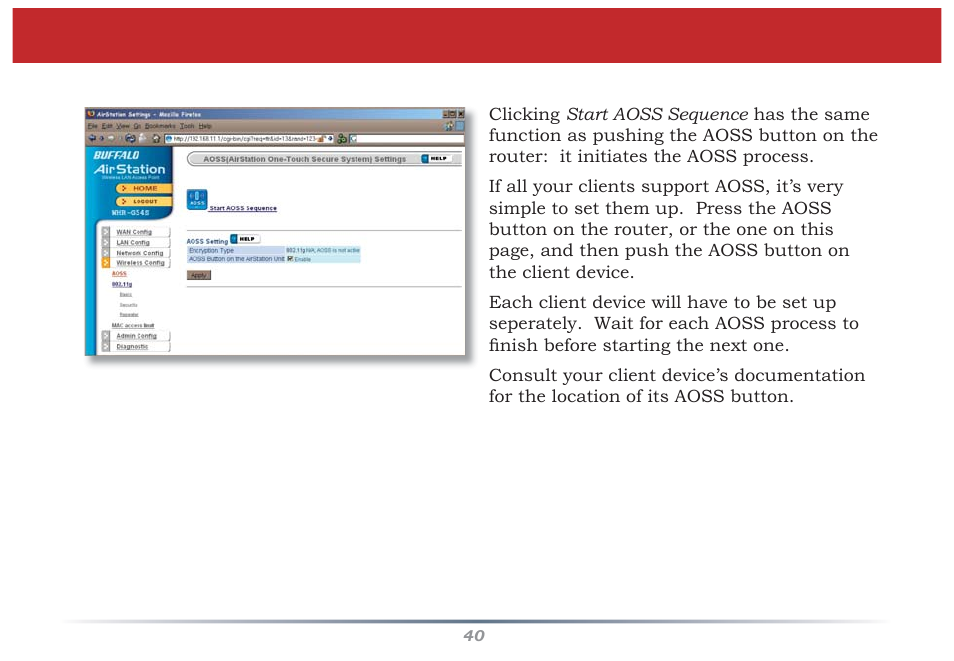 Aoss | Buffalo Technology WZR-G300N User Manual | Page 40 / 89