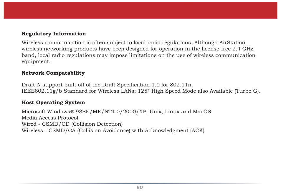 Specifi cations | Buffalo Technology WZR-G300N User Manual | Page 60 / 89