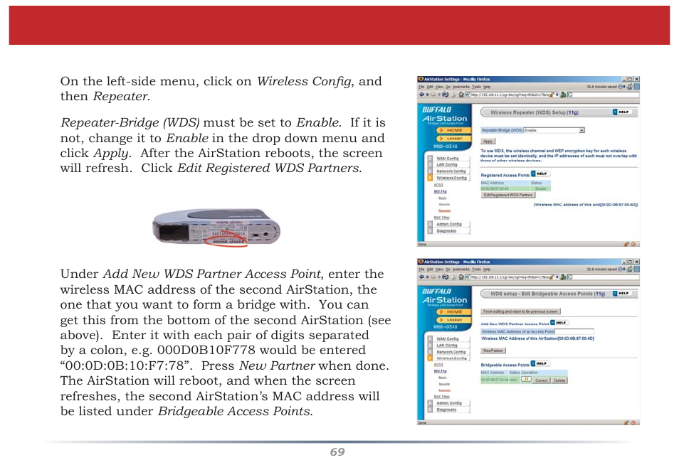 Confi guring a wds bridge | Buffalo Technology WZR-G300N User Manual | Page 69 / 89