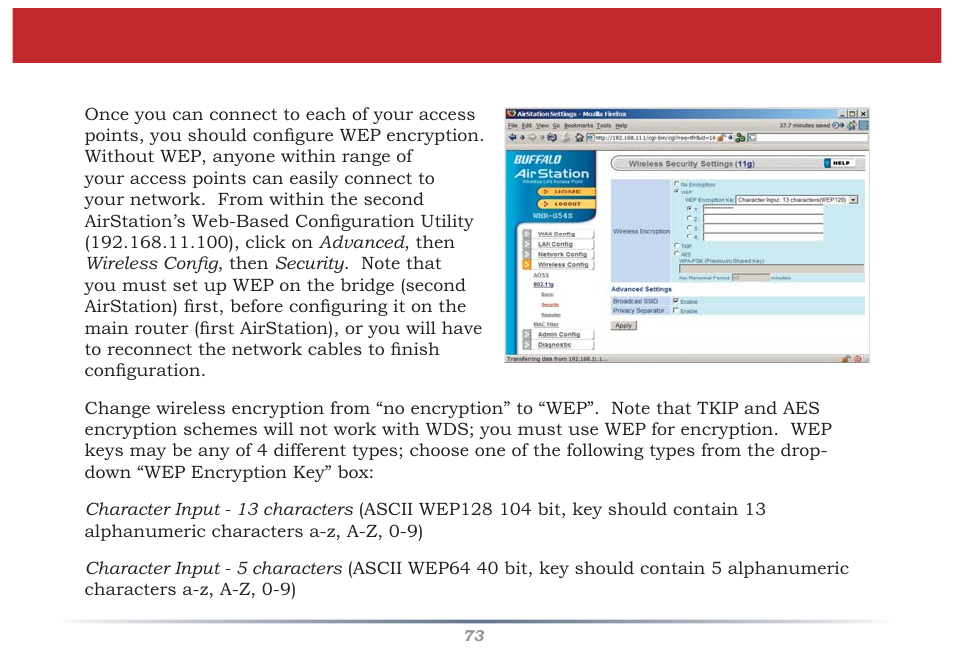 Confi guring a wds bridge | Buffalo Technology WZR-G300N User Manual | Page 73 / 89