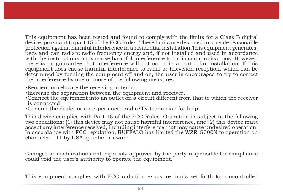 Fcc / ce information | Buffalo Technology WZR-G300N User Manual | Page 84 / 89