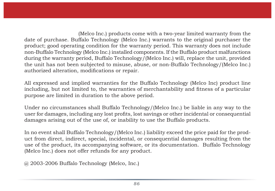Warranty information | Buffalo Technology WZR-G300N User Manual | Page 86 / 89