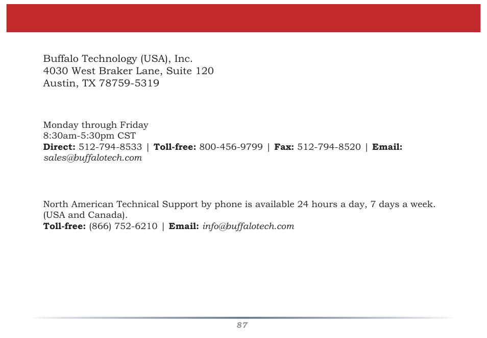 Contact information | Buffalo Technology WZR-G300N User Manual | Page 87 / 89