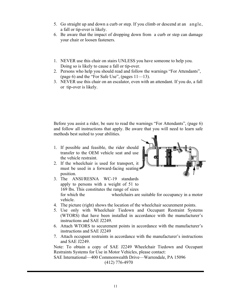 Warning: falls & tip-overs, Freedom designs, inc | Freedom Designs Freedom SP3 User Manual | Page 13 / 48
