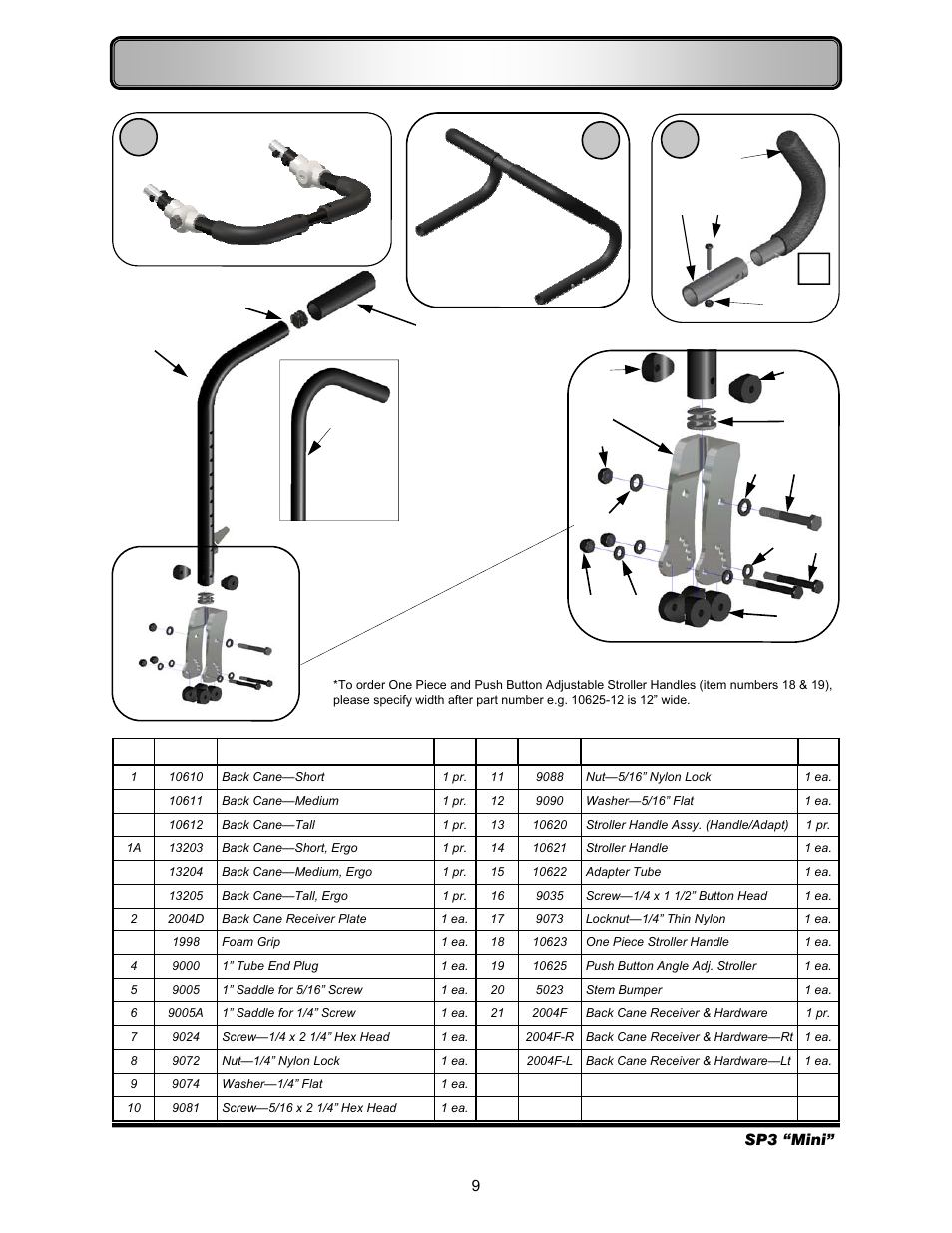 Back canes (folding) & stroller handles | Freedom Designs Freedom SP3 Mini User Manual | Page 11 / 40