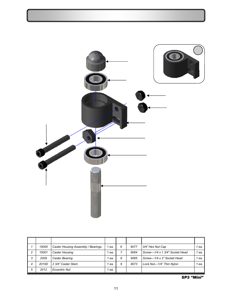 Caster components—mounting | Freedom Designs Freedom SP3 Mini User Manual | Page 13 / 40