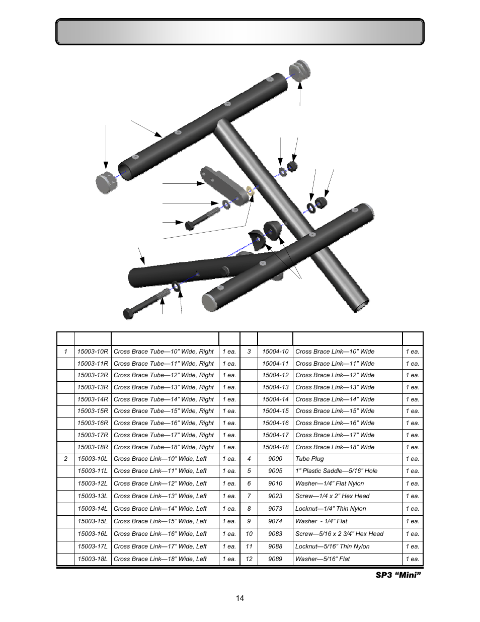 Cross braces—for sling seat | Freedom Designs Freedom SP3 Mini User Manual | Page 16 / 40