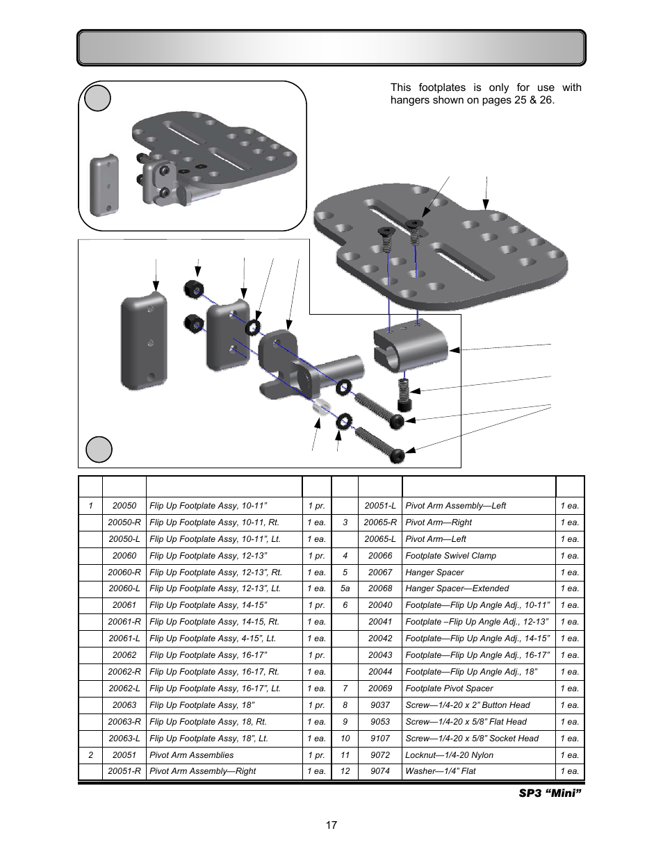 Footrests—flip up footplate | Freedom Designs Freedom SP3 Mini User Manual | Page 19 / 40