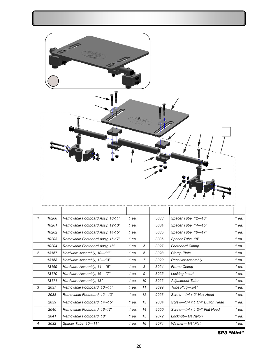 Footrests—removable footboard | Freedom Designs Freedom SP3 Mini User Manual | Page 22 / 40