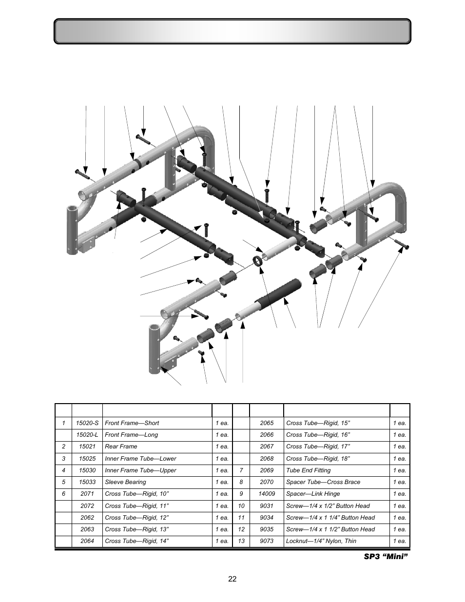 Rigid frame & cross bars | Freedom Designs Freedom SP3 Mini User Manual | Page 24 / 40