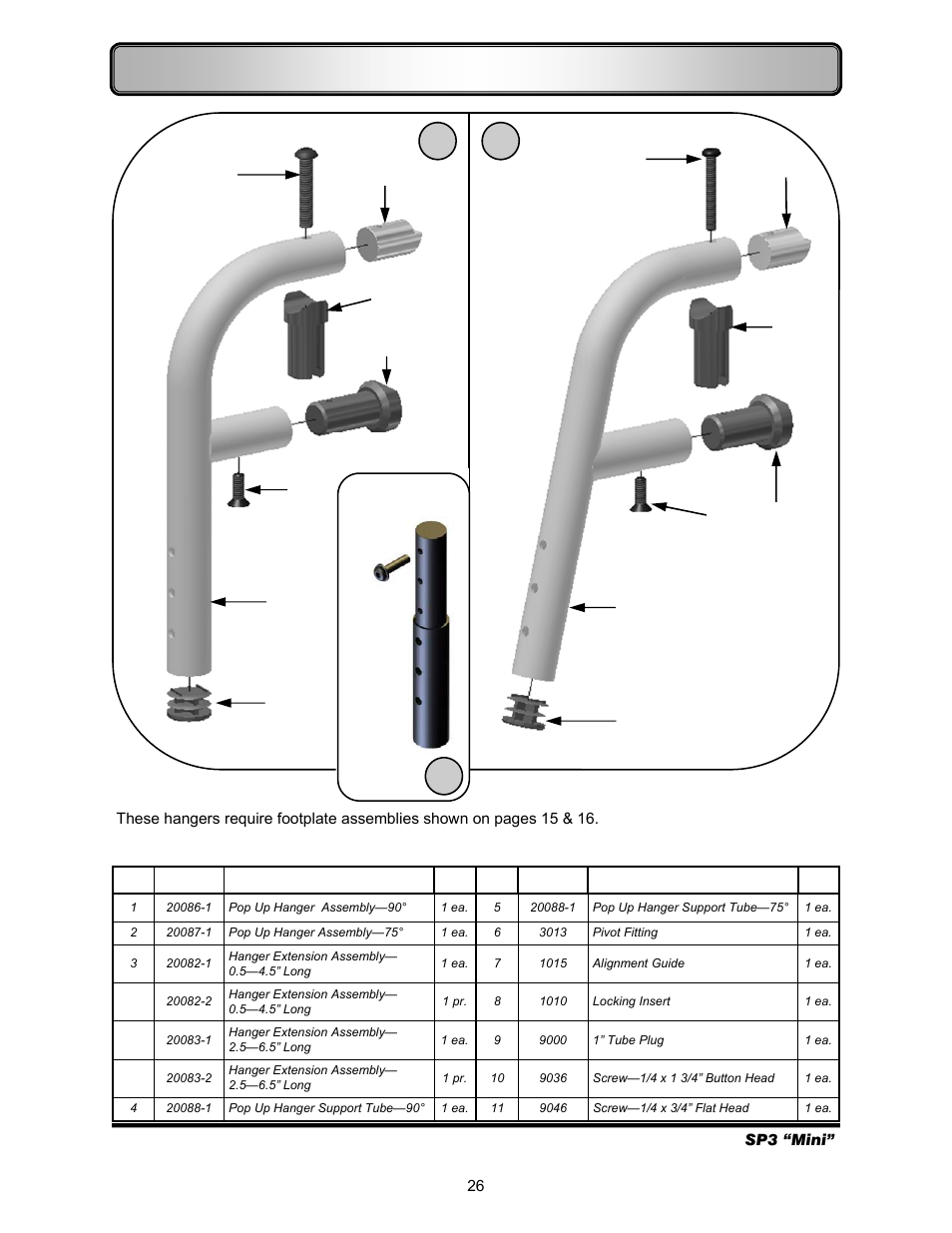 Hangers—pop up | Freedom Designs Freedom SP3 Mini User Manual | Page 28 / 40