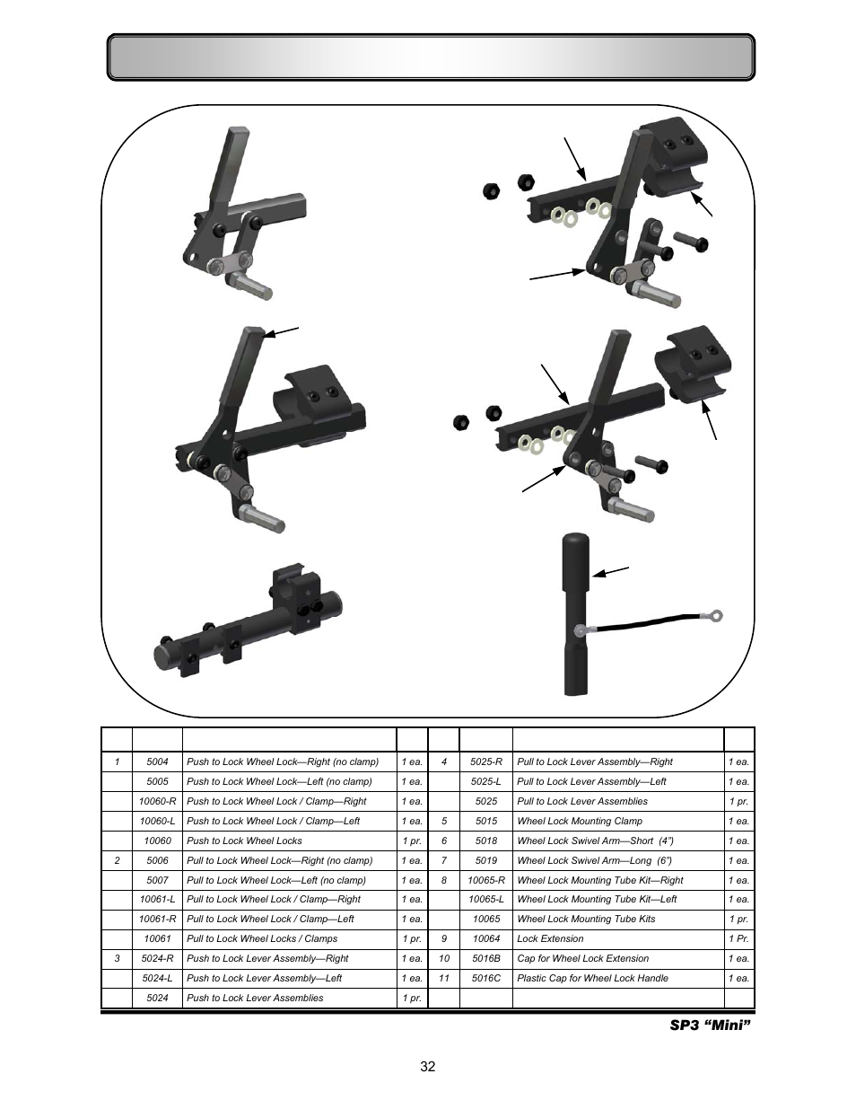 Wheel locks, Freedom designs, inc. sp3 “mini” 32 | Freedom Designs Freedom SP3 Mini User Manual | Page 34 / 40