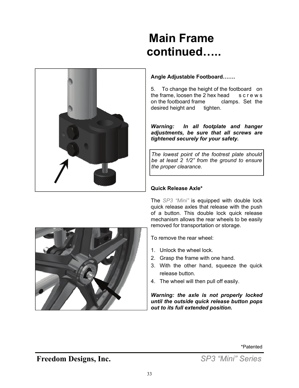 Main frame continued | Freedom Designs Freedom SP3 Mini User Manual | Page 35 / 48