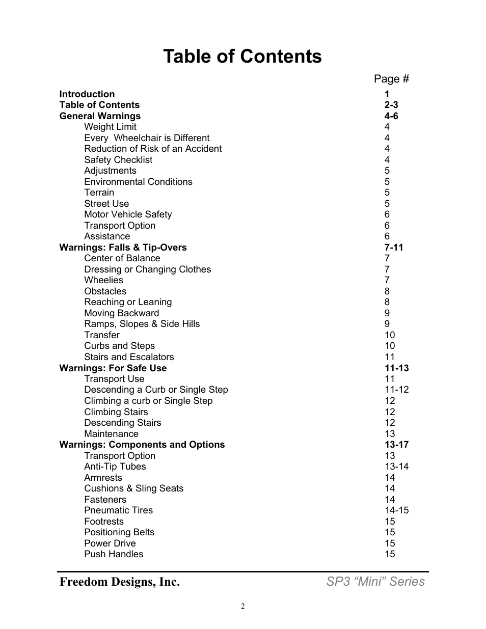 Freedom Designs Freedom SP3 Mini User Manual | Page 4 / 48