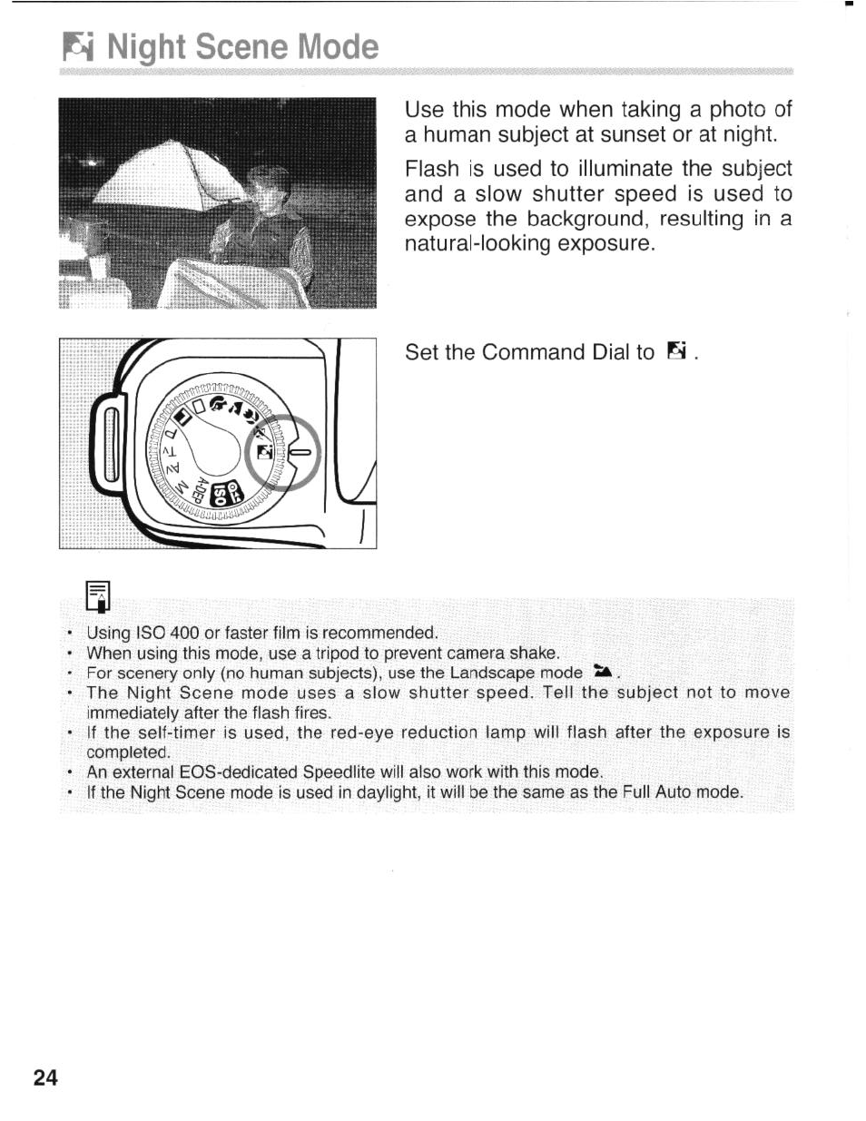 Pi night scene mode | Canon eos rebel g User Manual | Page 24 / 68