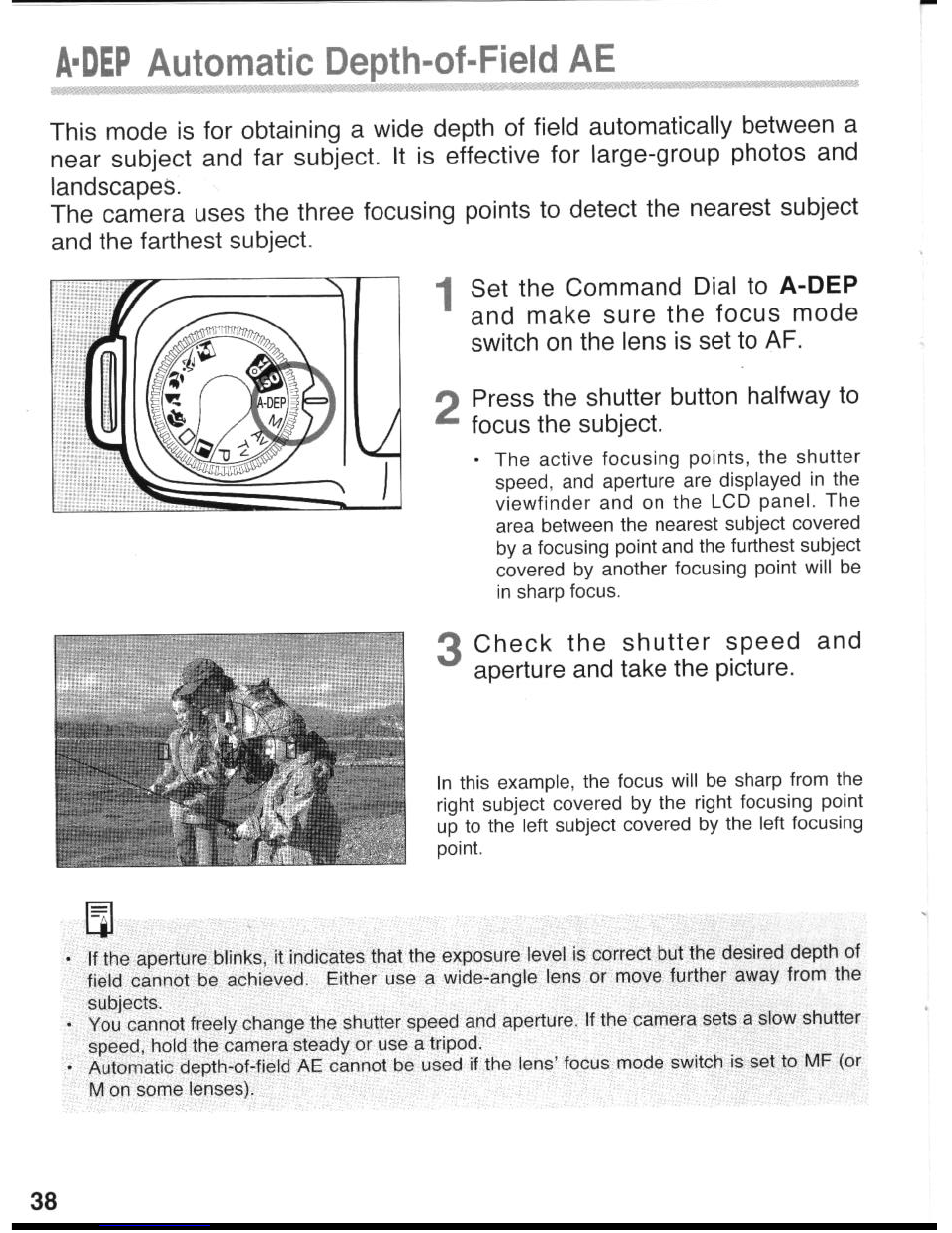 A'dep automatic depth-of-field ae | Canon eos rebel g User Manual | Page 38 / 68