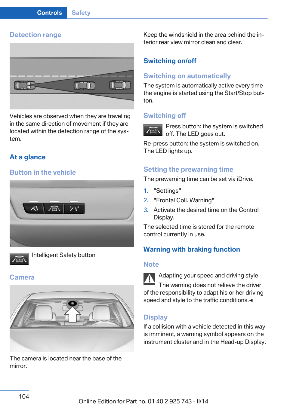 BMW 335i xDrive Sedan 2014 User Manual | Page 104 / 242