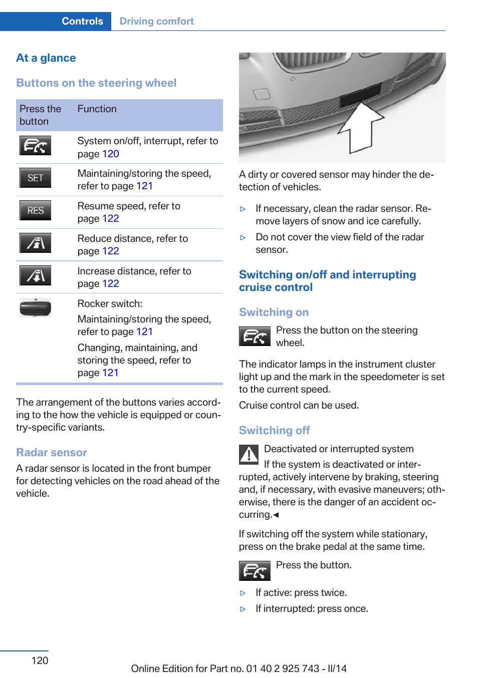 BMW 335i xDrive Sedan 2014 User Manual | Page 120 / 242