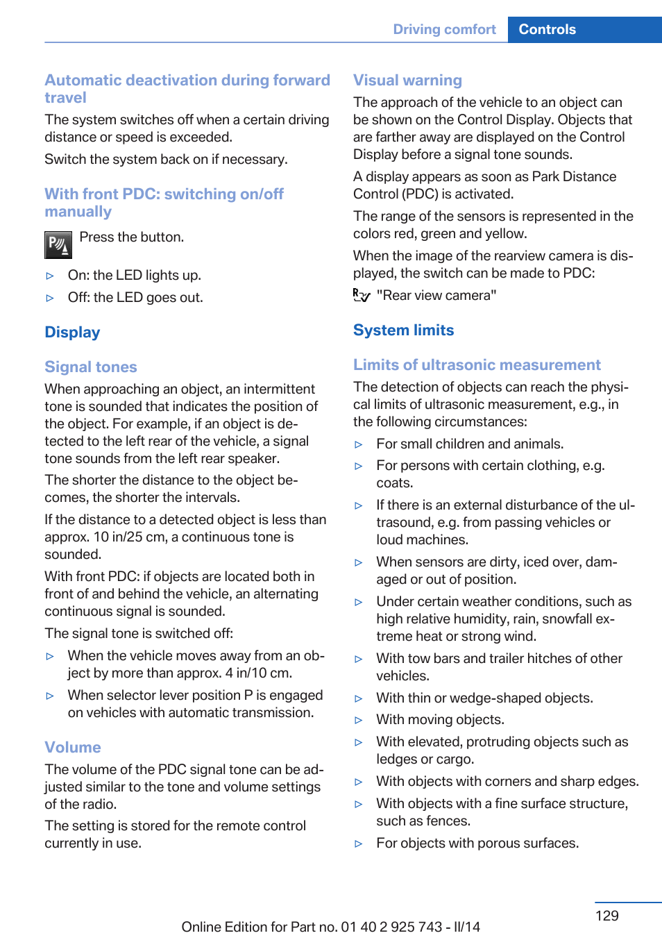 BMW 335i xDrive Sedan 2014 User Manual | Page 129 / 242