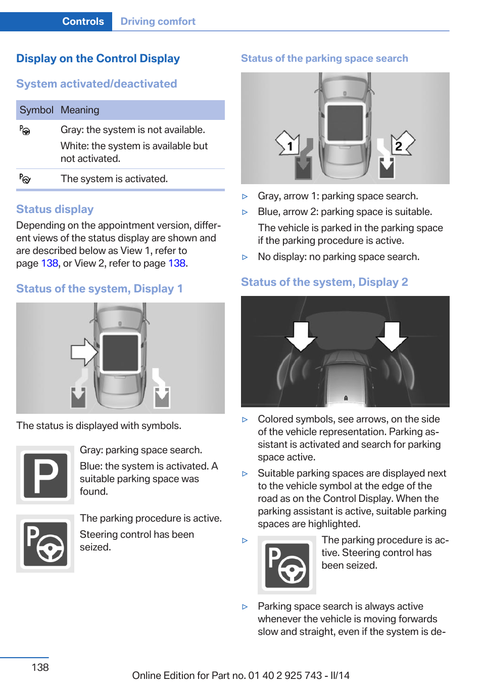 BMW 335i xDrive Sedan 2014 User Manual | Page 138 / 242