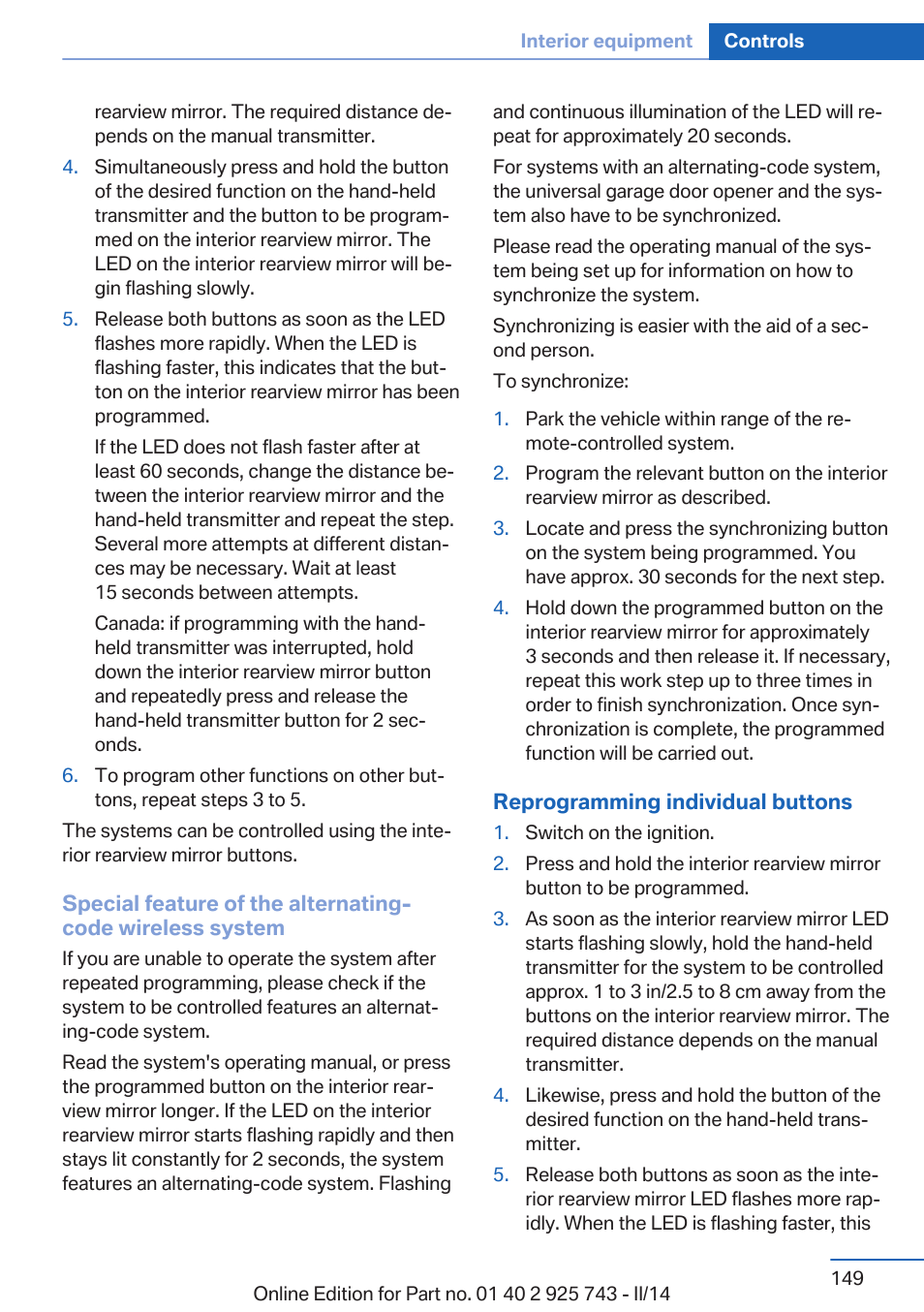 BMW 335i xDrive Sedan 2014 User Manual | Page 149 / 242