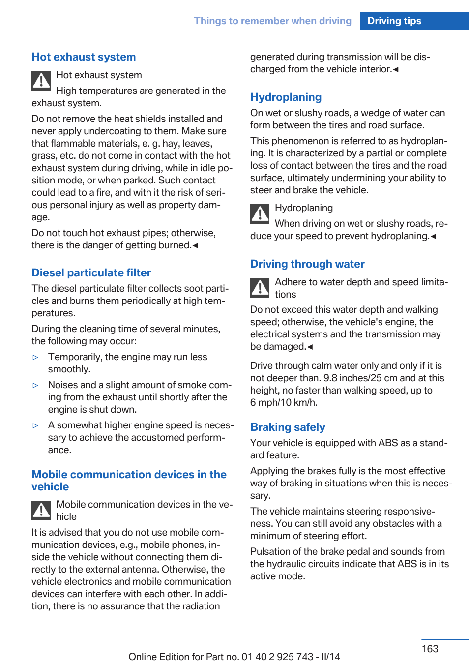 BMW 335i xDrive Sedan 2014 User Manual | Page 163 / 242