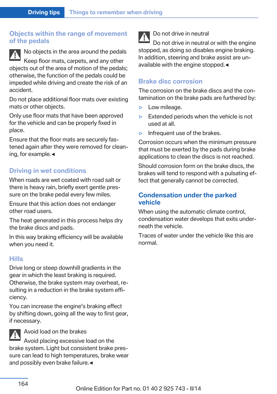 Devel | BMW 335i xDrive Sedan 2014 User Manual | Page 164 / 242