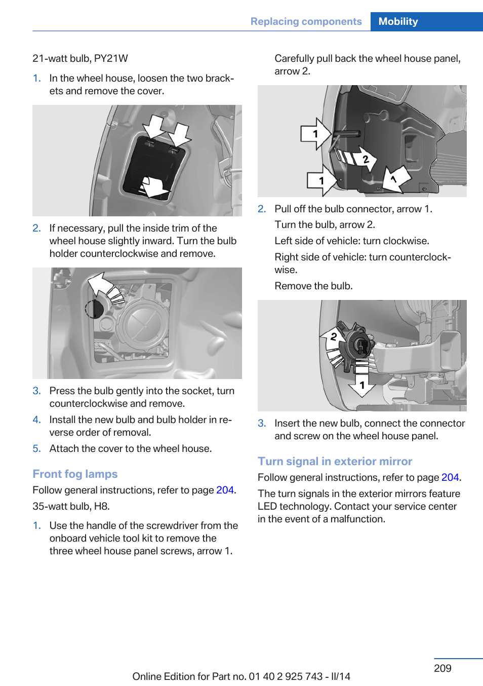 BMW 335i xDrive Sedan 2014 User Manual | Page 209 / 242